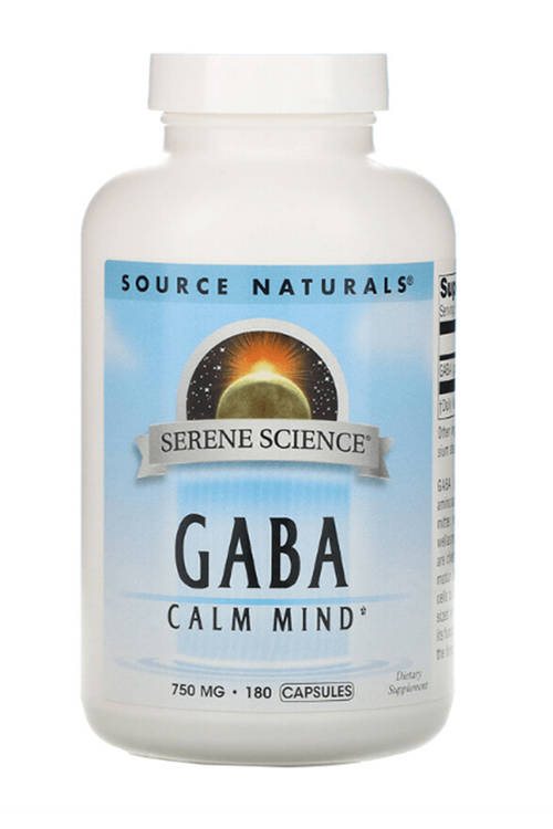 Source Naturals, GA.BA Calm Mind, 750 mg, 180 Capsules.Made ın Usa.