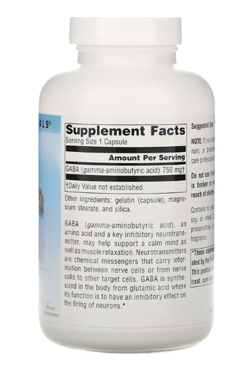 Source Naturals, GA.BA Calm Mind, 750 mg, 180 Capsules.Made ın Usa.