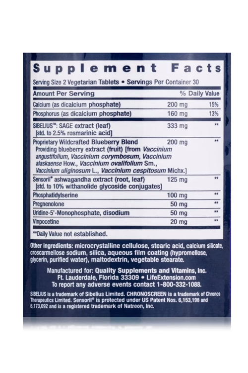 Lıfe Extensıon Cognitex Elite Pregnenolone 60 Veg Tablet.Made ın Usa.70.