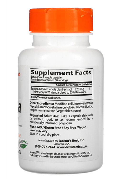 Doctor's Best, Bacopa with Synapsa, 320 mg, 60 Veggie Capsul.Usa version
