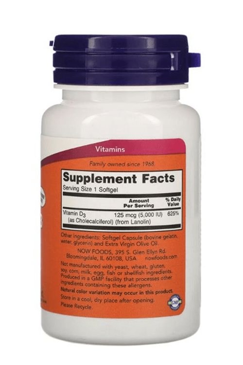 Now Foods  High Potency Vitamin D-3  (5,000 IU)  240 Softgels.Usa Menşei.4039