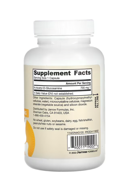 Jarrow Formulas N-A-G 700 mg - 120 Veggie Caps - N-Acetyl Glucosamine - Versatile Form of Glucosamine - Supports Joint & Intestinal Health.44.