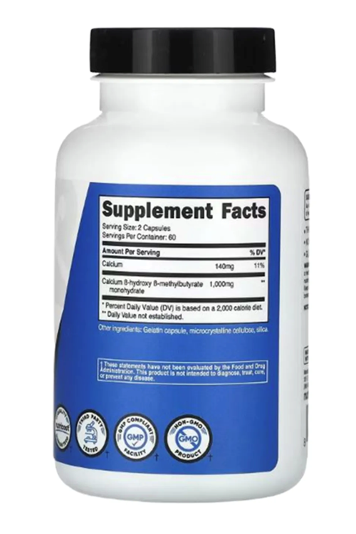 Nutricost HMB (Beta-Hydroxy Beta-Methylbutyrate) 1000mg (120 Capsules) USA.4036