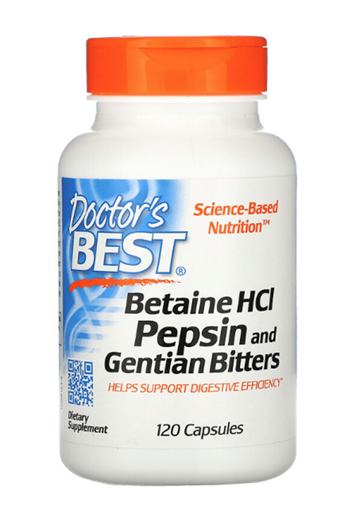 Doctor's Best  Betaine HCL Pepsin & Gentian Bitters  120 Capsul.ABD MENŞEİ.40.