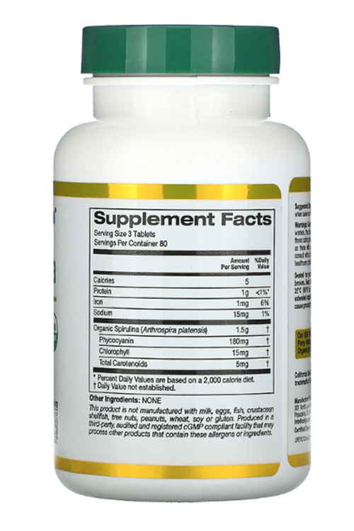 California Gold Nutrition  Organic Spirulina  USDA Organic  500mg  240 Tablet.Usa Menşei.3633