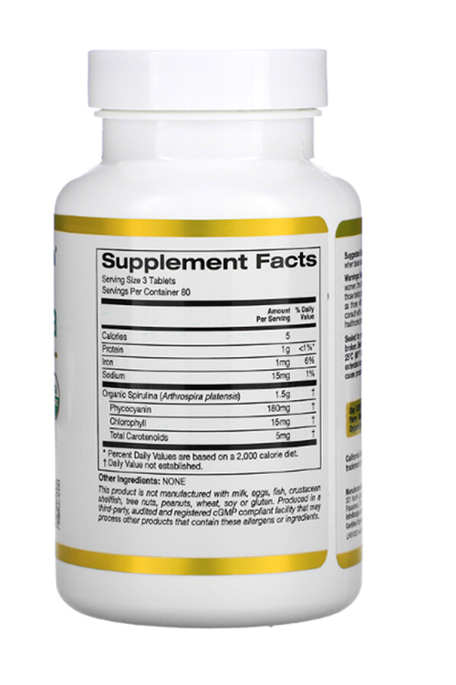 California Gold Nutrition  Organic Spirulina  USDA Organic  500mg  240 Tablet.Usa Menşei.3633