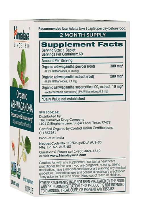 Himalaya Organıc  Aşvaganda 670mg  60 Tablet.Abd Menşei.48.