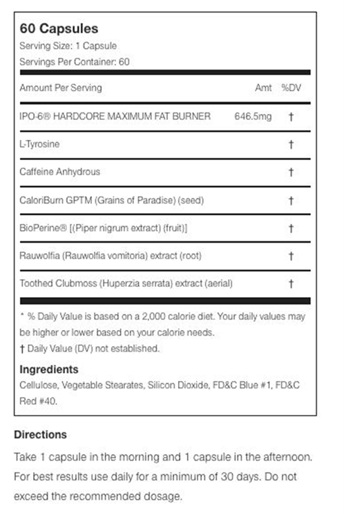 Nutrex Lipo-6 Hardcore MAXIMUM FAT BURNER 60 Capsul.ABD Version.3838