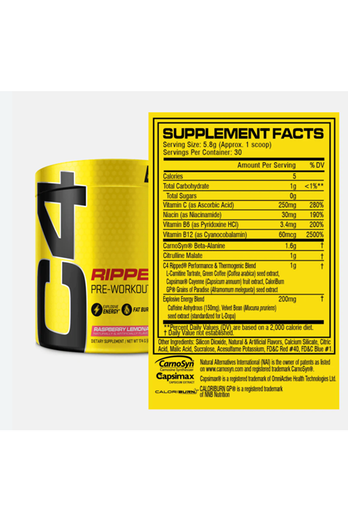 Cellucor C4 Ripped Pre Workout & Thermogenic Explosive Energy and Cutting Formul 30 Servis.EU Değil..Usa İçeriktir.3645