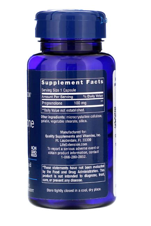 Lıfe Extensıon Pregnenolone 100mg (1 Capsul 100mg) 100 Capsul.Abd Menşei.44.
