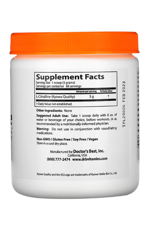 Doctor's Best L-Citrulline Powder KQ - Kyowa Quality 200 gr.Abd Menşei.47.