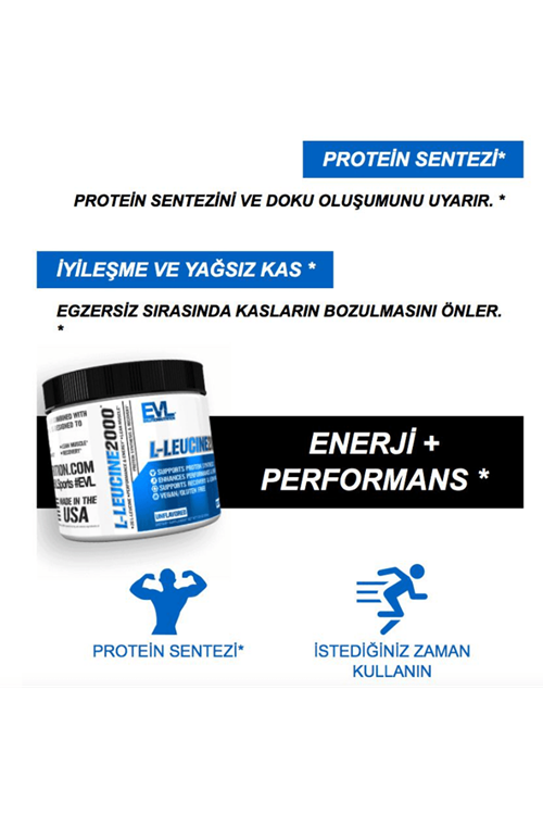 EVL Nutrition L-Leucine 2000 , 100 Servings Unflavored  USA.36.