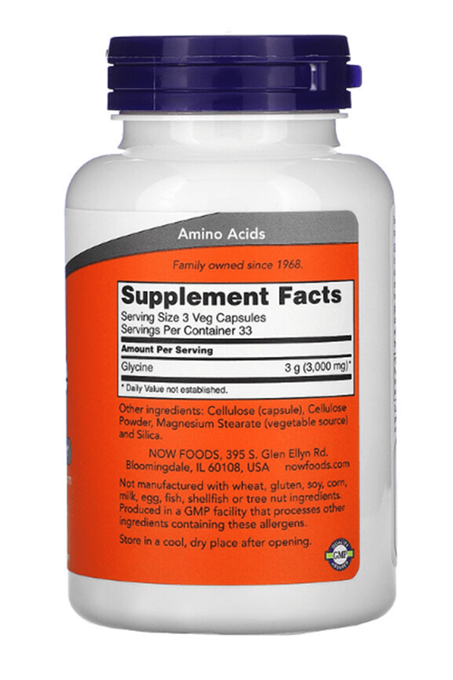 Now Foods Glycine 1000 mg  100 Veg Capsul. MADE IN USA 3938