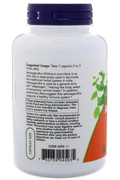 NOW Asva ganda 450mg 180 Veg Kapsul.MADE IN USA.4043