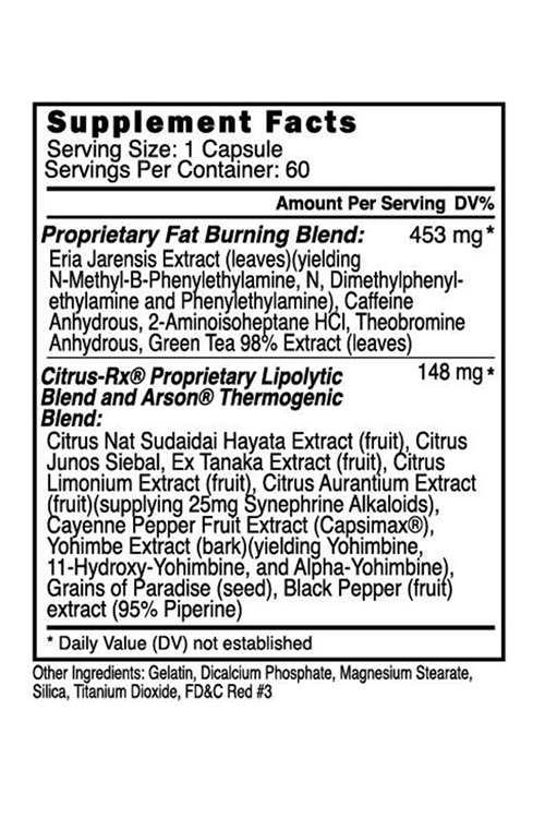Blackstone Labs ARSON (Hardcore Thermogenic Fat Burner) 60 Capsul. Usa Version 46.