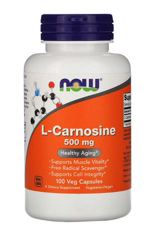 NOW FOODS L-Carnosine, 500 mg, 100 Veg Capsules. Usa Version 64.