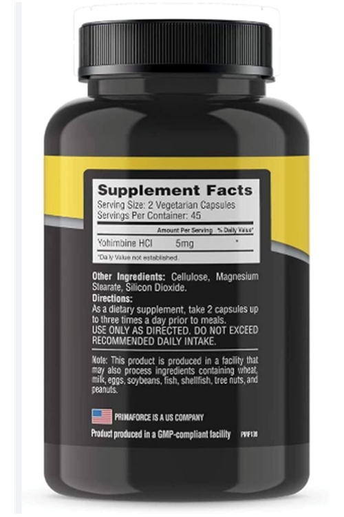Primaforce Yohimbine HCl  2.5 mg  90 Vegetarian Capsules. USA Version 3929