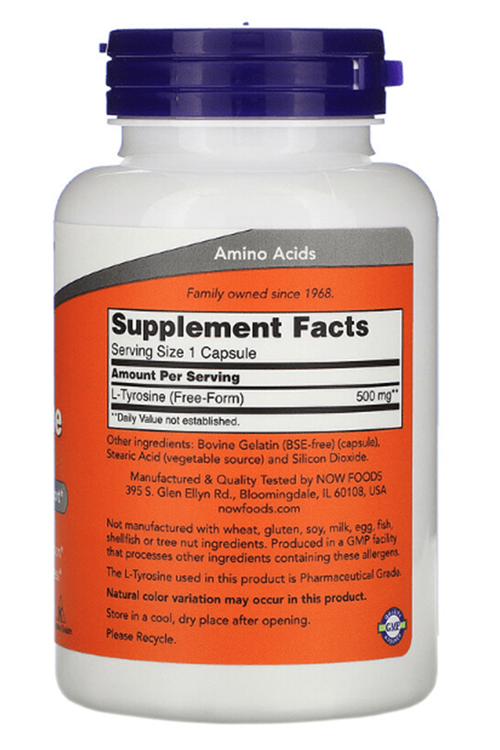 Now Foods  L-Tyrosine 500mg 120 Capsul.Abd Menşei.