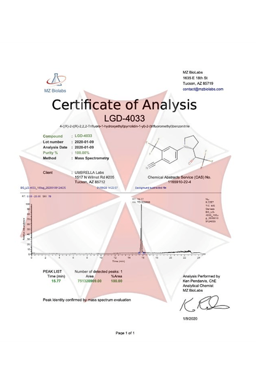 Umbrella Labs LGD-4033 LİGANDROL 30ML  20MG.USA (ORIJINALLİK HOLOGRAMI ve KAREKOD VARDIR).57.