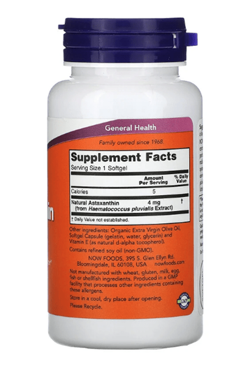 NOW FOODS Astaxanthin  4 mg  90 Softgels. Usa Version.45.