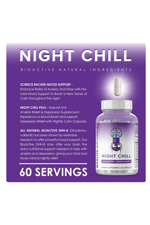 MaxLife Naturals Night Chill - Day Chill DHH-B 10mg Night Time Natural Anxiety & Stress Support 60 Capsul.Made ın Usa 3838