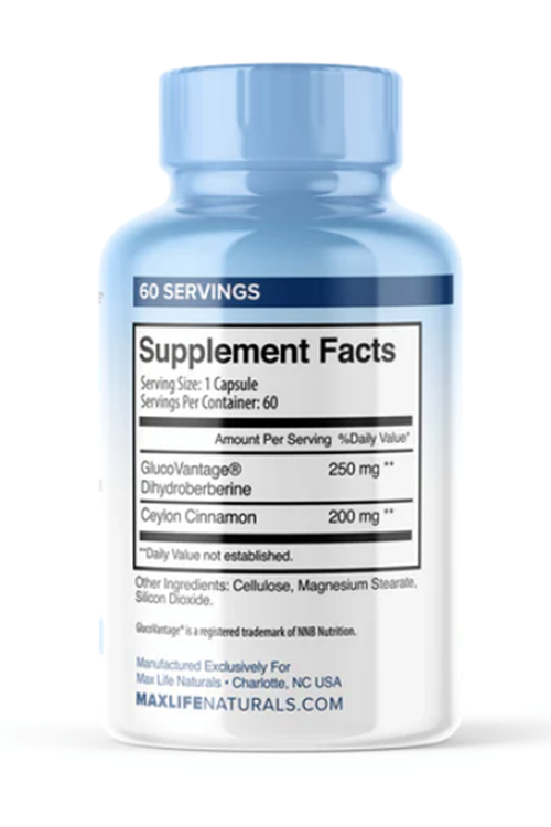 MaxLife Naturals GlucoVantage - Super Berberine (DihydroBerberine) with Ceylon Cinnamon 60 Capsul.Made ın Usa 43.