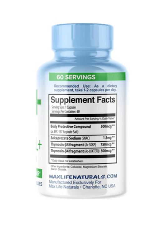 MaxLife Naturals ProHeal+  BPC-157 and TB500 TB4 Thymosin-B4 Fragment 60 Capsul.Made ın Usa 107.