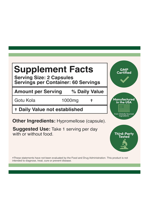Double Wood Gotu Kola 1,000mg 120 Capsul. 3837