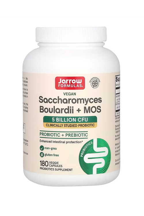 Jarrow Formulas, Vegan Saccharomyces Boulardii + MOS, Probiotic + Prebiotic 5 Billion CFU, 180 Veggie Capsules 4269.