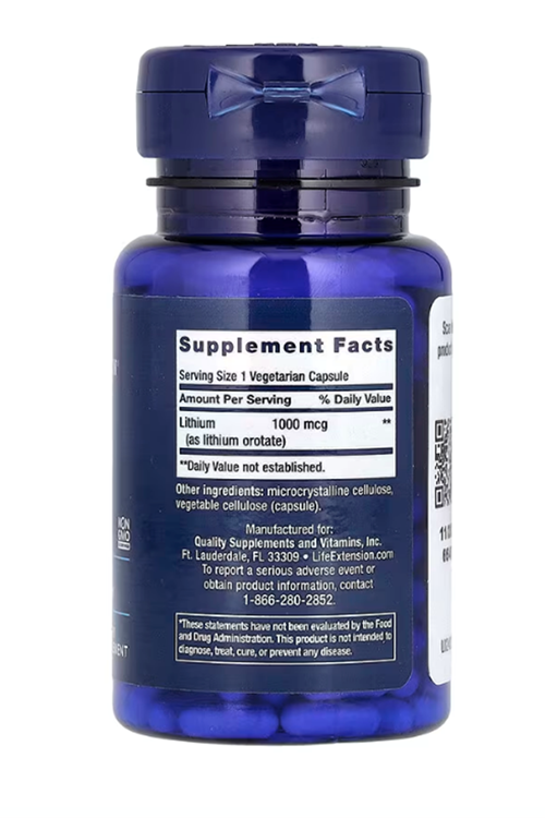 LIFE Nutrıtıon Lithium Orotate  1,000 mcg  100 Vege Capsul.Usa.39.