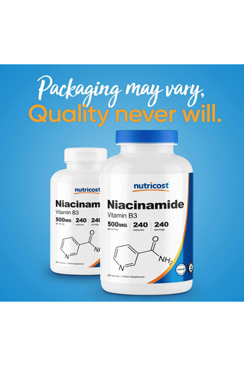 Nutricost Niacinamide Niacin (Vitamin B3) 500mg, 240 Capsules - Non-GMO, Gluten Free Vitamin B3..USA Menşei 4039.