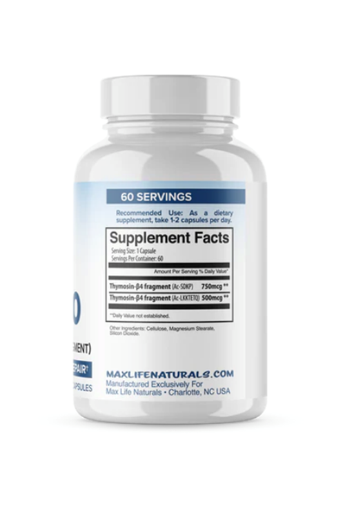 MaxLife Naturals TB500 Thymosın-B4 Fragment 60 Capsul.Made ın Usa 4082.