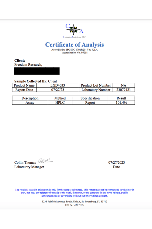 Freedom Research LIGANDROL -LGD4033 30ml 10mg .Made ın Usa 41.