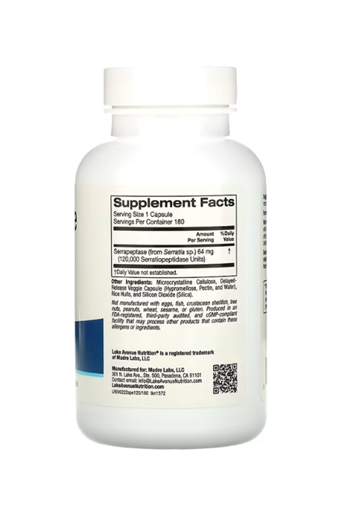 Lake Avenue Nutrition, Serrapeptase, Proteolytic Enzyme, 120,000 SPUs, 180 Veggie Capsules 3975