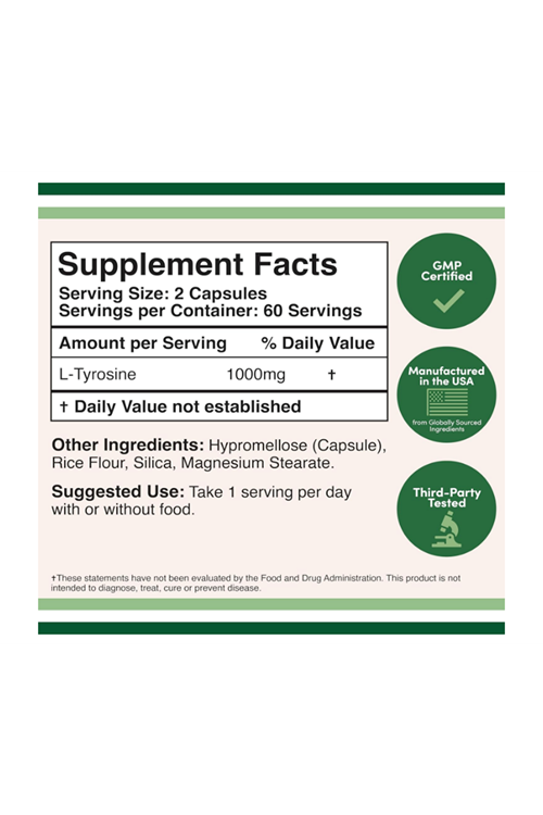 Double Wood (Özelsporcugıdaların'dan !!) L-Tyrosine 1000mg per Serving, 120 Veggie Capsul.Abd Menşei 37.