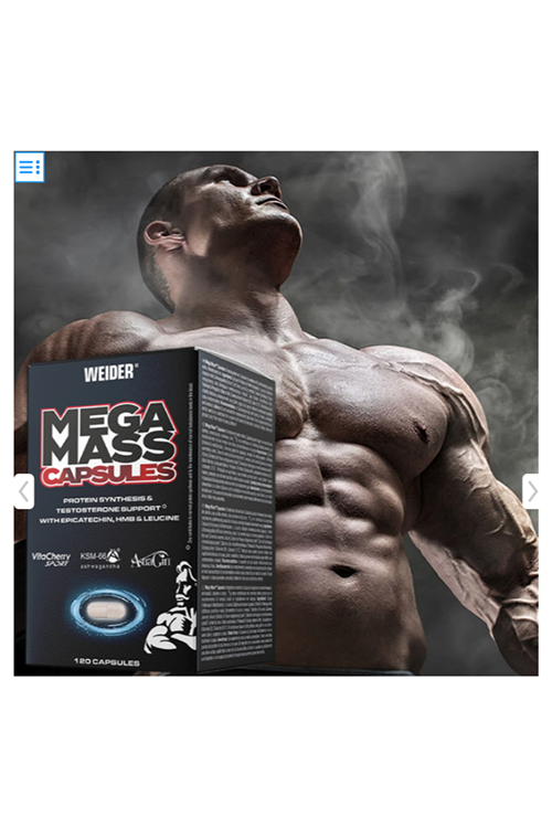 WEIDER MEGA MASS CAPSULES - SUPER POWERFUL MUSCLE GROWTH STIMULATOR 120 Capsul 3773