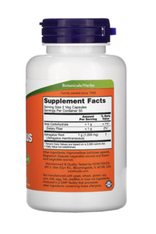 NOW  Astragalus 500mg 100 Veg Capsul,ABD MENŞEİ.3931
