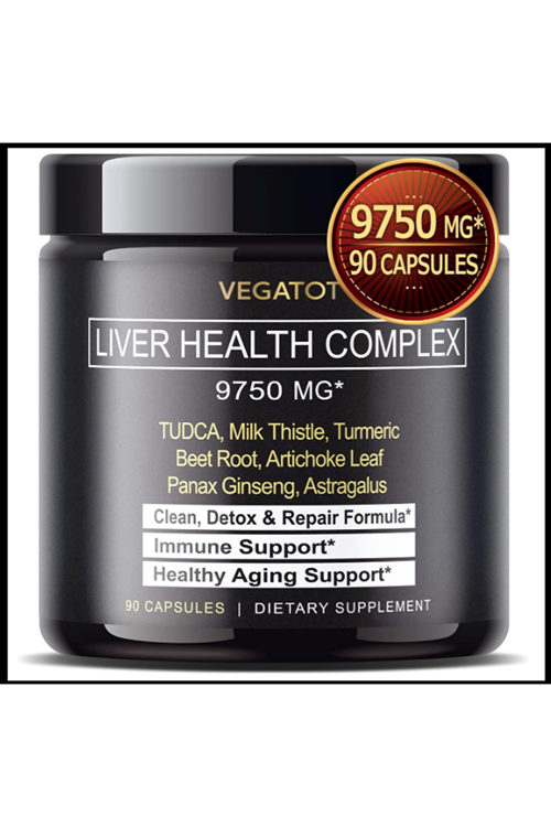 VEGATOT Liver Health Complex Formula 9,750MG  High Potency with TUDCA  Milk Thistle, Beet Root, Artichoke Leaf, Panax Ginseng, Astragalus, Tumeric - Clean & Detox Formula.90 Capsul. Usa Amazon Best 4145