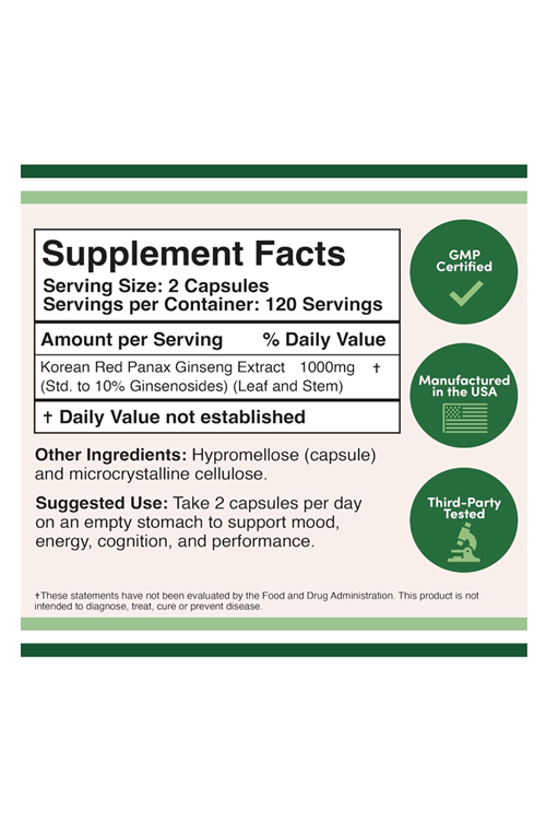 Double Wood Ginseng  Korean Red Extract 1000mg  240 Veg Capsul. 4043.