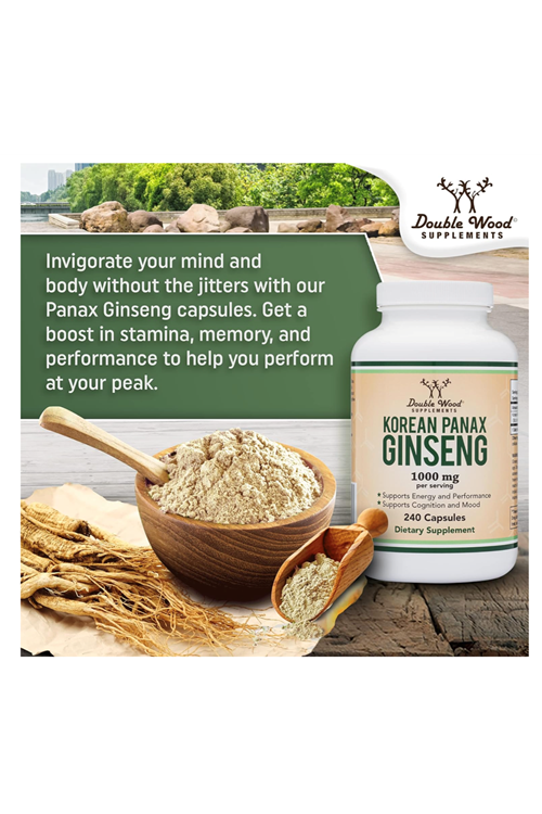 Double Wood Ginseng  Korean Red Extract 1000mg  240 Veg Capsul. 43.