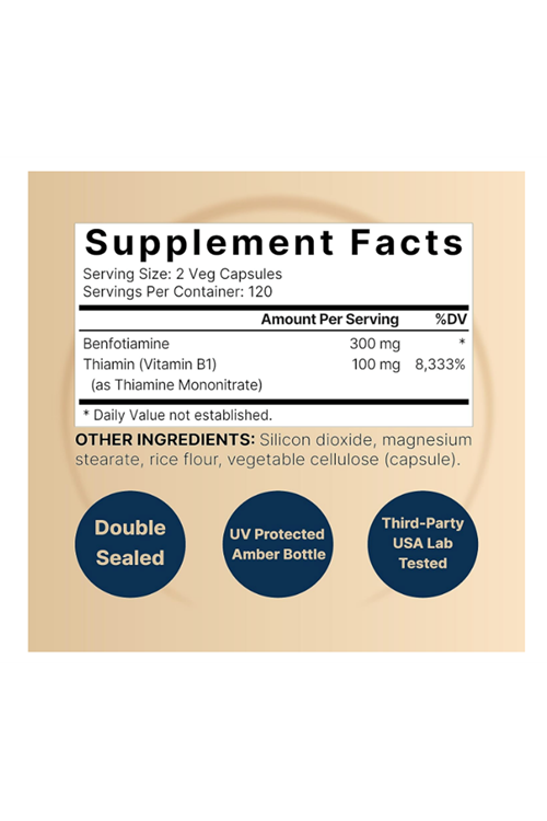 NatureBell Benfotiamine 300mg with Thiamine 100mg  240 Veggie Capsules.47