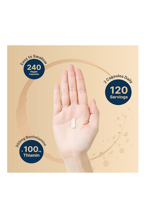 NatureBell Benfotiamine 300mg with Thiamine 100mg  240 Veggie Capsules.47