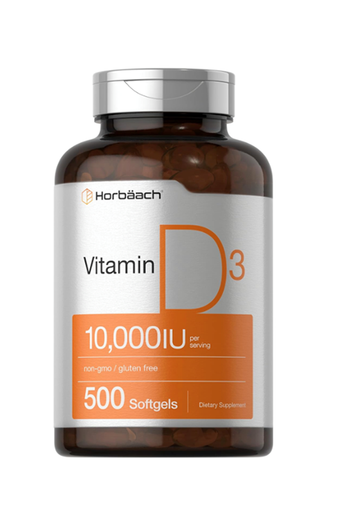 Horbach Vitamin D D3 Cholecalciferol 10000 IU  500 Softgels  250mcg .Usa Menşei.4137