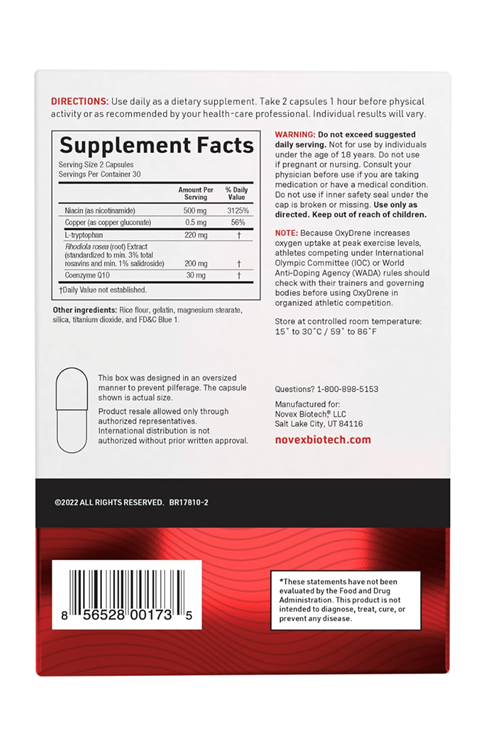 Novex Biotech Oxydrene NAD+ E.nhancer - Natural Supplement Promoting Metabolism and Cardiovascular Support for Men and Women - (60 Capsules)