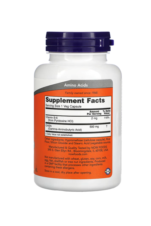 Now Foods GA.BA  500mg  100 Veg Capsul ABD MENŞEİ.29.