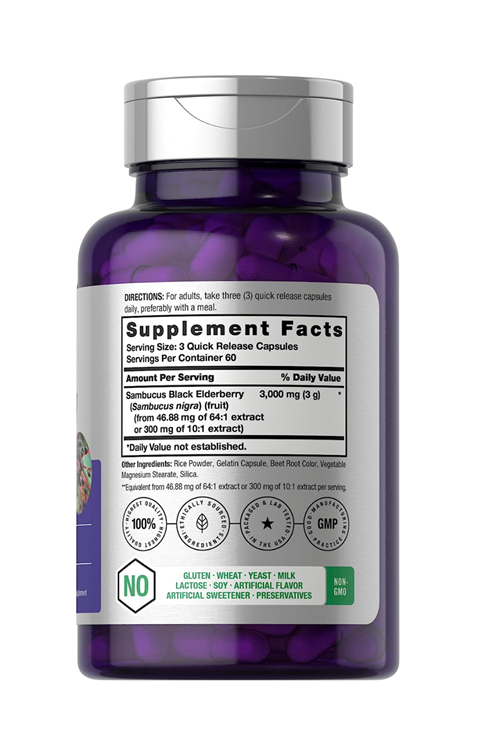 Horbaach Sambucus Black Elderberry  3000mg  180 Capsul.Usa Menşei.3833