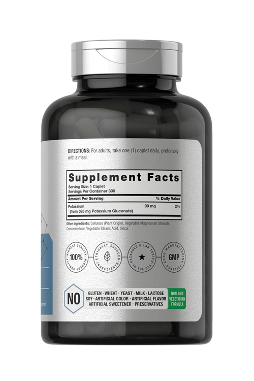 Horbäach  Chelated Potassium Gluconate  595mg 300 Capsul.Usa Menşei.3939.