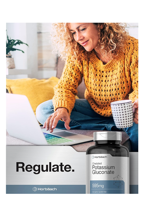 Horbäach  Chelated Potassium Gluconate  595mg 300 Capsul.Usa Menşei.3939.