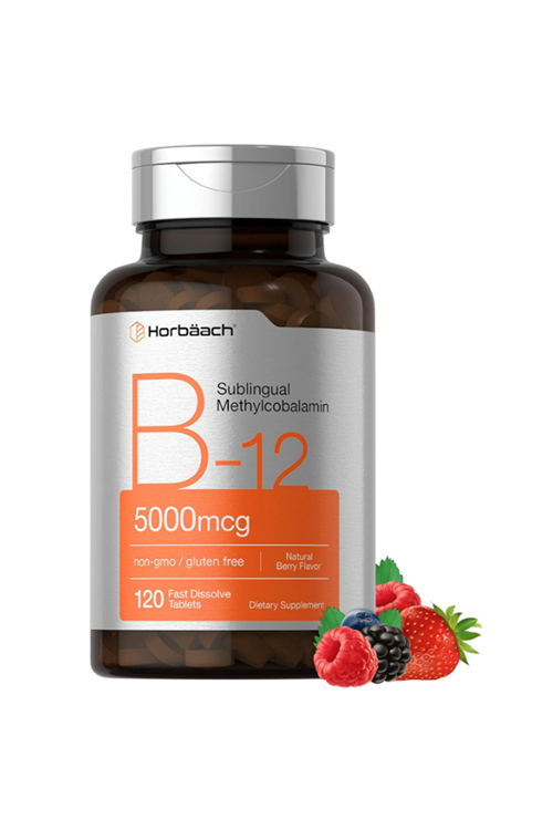 Horbäach B12 Sublingual Methylcobalamin  5000mcg  120 Fast Dissolve Tablets  Vegetarian, Non-GMO and Gluten Free.4037