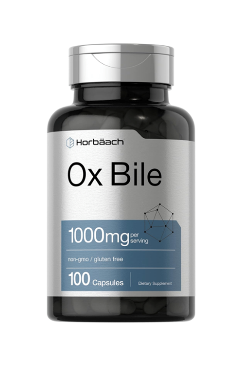 Horbäach Ox Bile 1000 mg 100 Capsules  Digestive Enzymes  Non-GMO & Gluten Free.Abd Menşei.44.